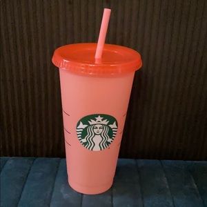 Peach Starbucks Color-Changing and Reusable Cup